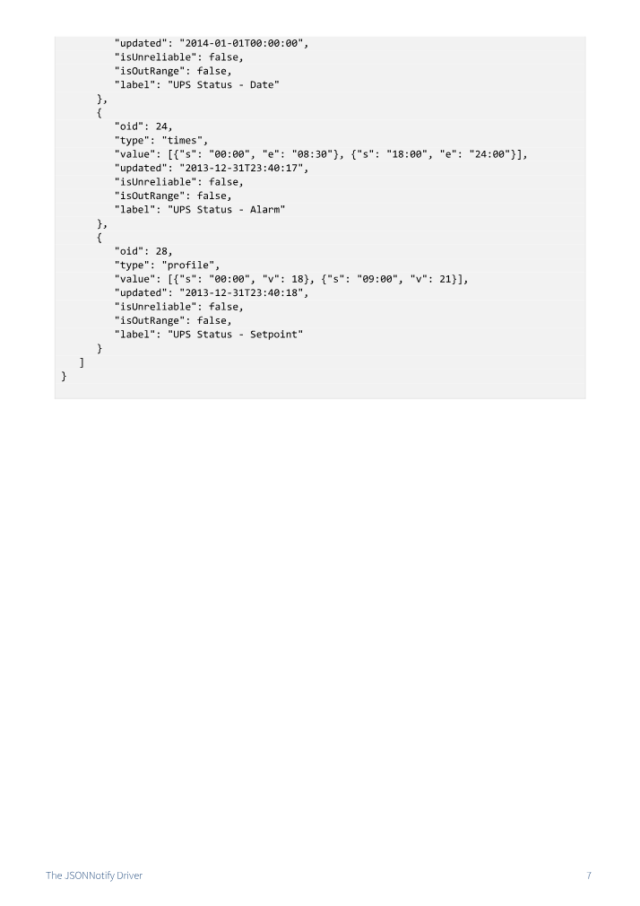 Preview thumbnail of page 7 of the JSONNotify Driver Manual PDF document.